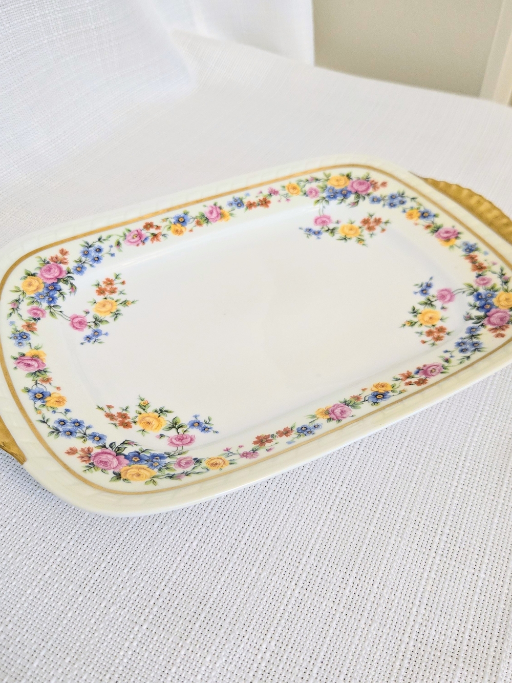 Vtg Limoges Serving Dish Floral Chaumout Ahrenfeldt 38 Vanity Dresser Cottage